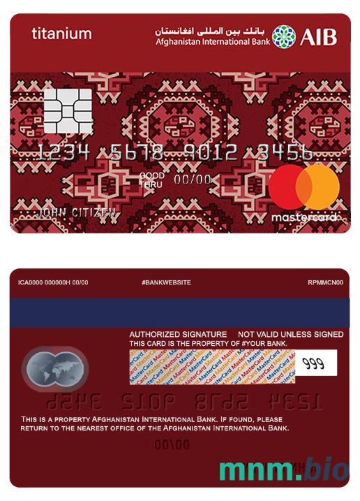 Afghanistan International Bank master karta klasyczny tytan